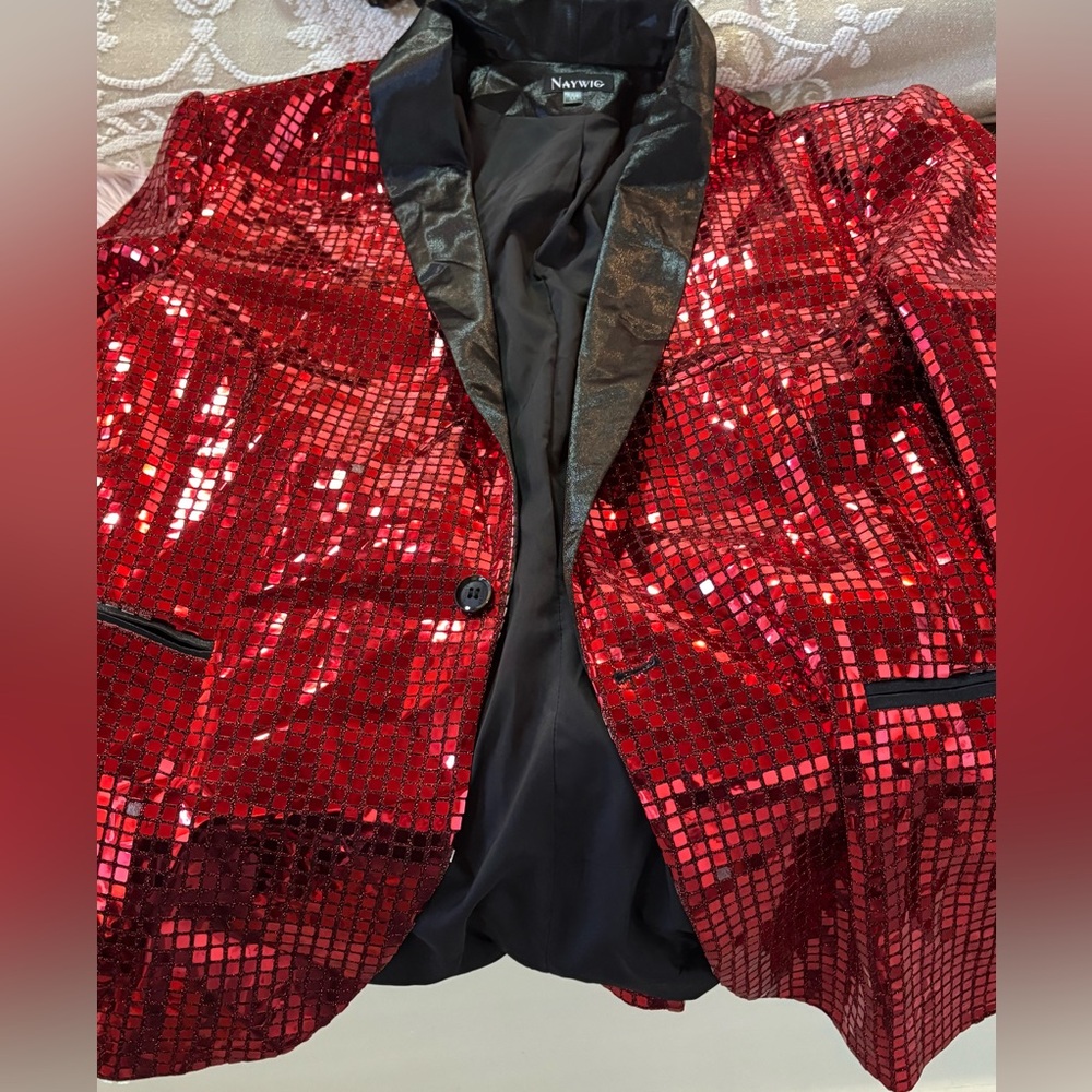 Men's Red Sequin Performance Jacket - Picture 10 of 12